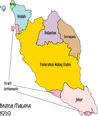 Political Map of British Malaya, 1939