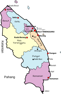 Parliamentary map of Terengganu, Malaysia