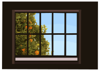 Window with orange tree
