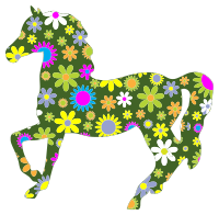 Retro Floral Horse