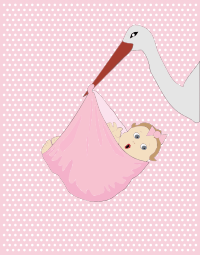 Baby Girl And Stork