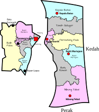 Parliamentary map of Penang, Malaysia