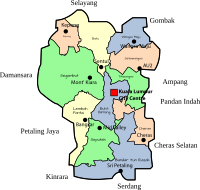 Parliamentary map of the Federal Territory of Kuala Lumpur, Malaysia