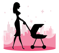 Woman With Baby Carriage Silhouette