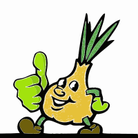 Onion with thumb up