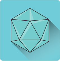 shadowed 20 sided dice icon