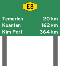 Malaysia Expressway Distance Sign