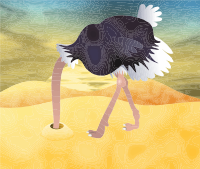 Cartoon Ostrich With Head In Sand