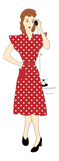 Vintage 1940s Woman Using A Telephone