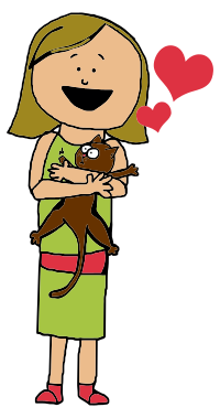 Cartoon Girl Hugging Cat