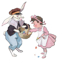 Vintage Easter Bunny And Girl