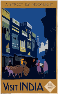 Vintage Travel Poster India A Street By Moonlight