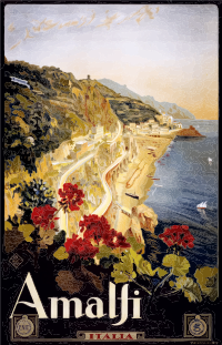Vintage Travel Poster Amalfi Italy