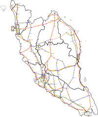 Peninsular Malaysia Major Routes Map