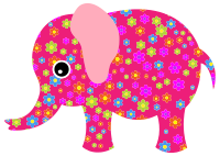 Retro Floral Elephant Pink