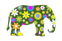 Retro Floral Elephant