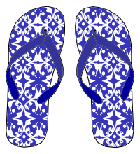 Blue Pattern Flip Flops