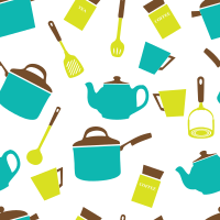 Kitchen Utensils Crockery Wallpaper