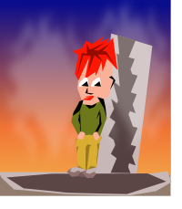 Leanig against a wall