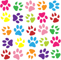 Colorful Paw Prints Pattern Background