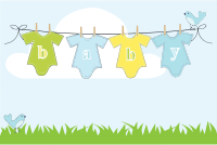 Baby Clothes Hanging On Clothesline Outside