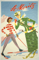 Vintage Travel Poster St Moritz Switzerland