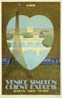 Vintage Travel Poster Paris France Orient Express