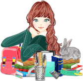 School Girl With Rabbit 2