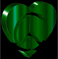 3D Peace Heart Emerald