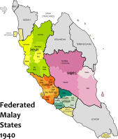 Map of the Federated Malay States, 1940