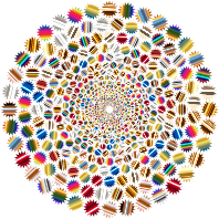 Psychedelic Colorful Concentric Ridged Stars Vortex