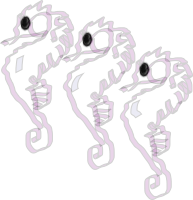 three seahorses