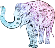 Blue Floral Elephant