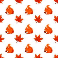 Maple and squirrel seamless pattern