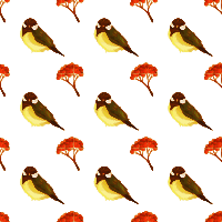 Bird and pome seamless pattern