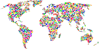 Colorful Starbursts World Map