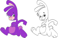 Purple And Line Art Bunny