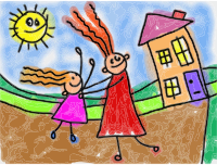 Mother And Daughter Painting