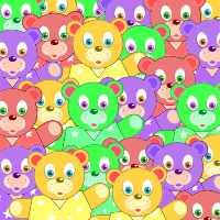 Multicolored Teddy Bears Background