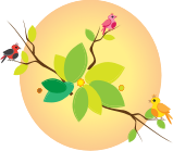 Rainbow Birds On Branch