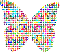 Chaotic Colorful Hearts Butterfly