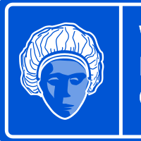 wear disposable caps safety signage blue