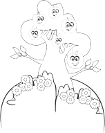 Anthropomorphic Apple Tree Line Art