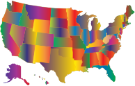 MultiColored Blended United States Map