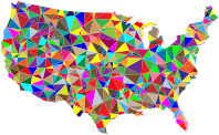 Flat Color Low Poly America USA Map