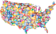 Colorful Low Poly America USA Map