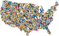 Psychedelic Low Poly America USA Map