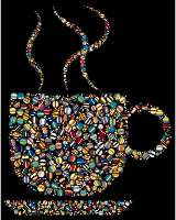 Colorful Coffee Circles 6 With Black Background