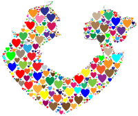 Colorful Couple Silhouette Hearts