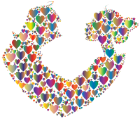 Colorful Couple Silhouette Hearts 3